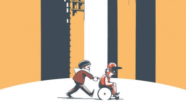 Illustration de l'article Avec En roue libre, Gilles Rochier raconte le quotidien en banlieue en fauteuil roulant chez Casterman