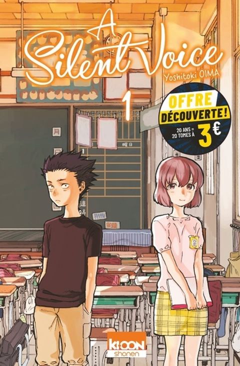 Couverture de l'album A silent voice T1 - Opération manga Ki-oon à petit prix - 20 ans 20 tomes
