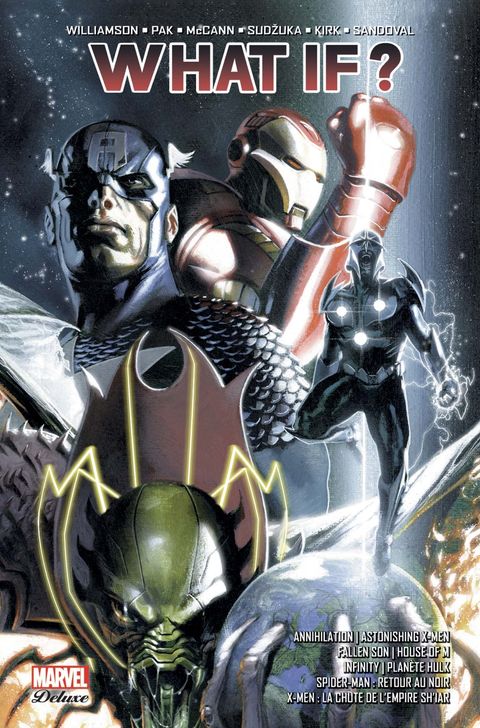 Couverture de l'album Infinity / Planet Hulk / House of M / Fallen Son / Annihilation / Spider-Man Back In Black / X-Men Rise & Fall of Shi'ar Empire / Astonishing X-Men