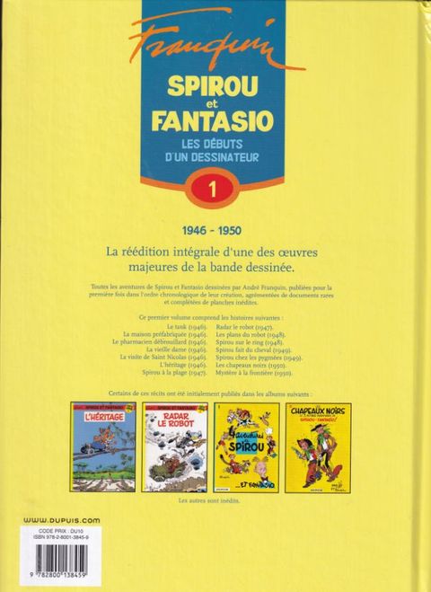 Aperçu de l'album Spirou et Fantasio (Int. Chronologique) tome 1 - Les débuts d'un dessinateur (1940-1950)