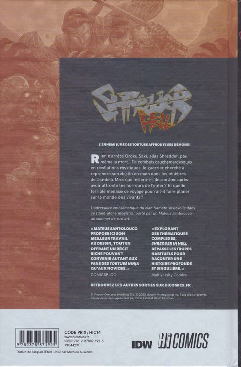 Aperçu de l'album Les Tortues Ninja - TMNT (Kevin Eastman & Tom Waltz) - Shredder in Hell