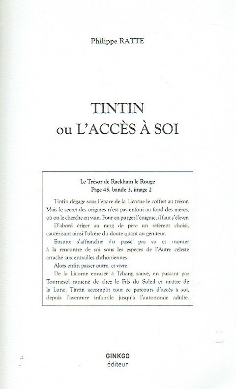 Aperçu de l'album Tintin (Autour de la BD) tome 2015 - Tintin ou l'accès à soi