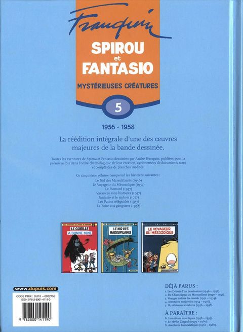 Aperçu de l'album Spirou et Fantasio (Int. Chronologique) tome 5 - Mystérieuses Créatures (1956-1958)