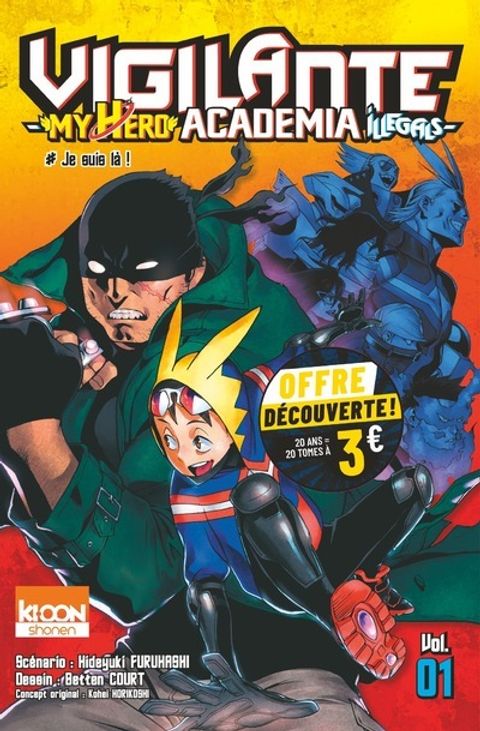 Couverture de l'album Vigilante - My Hero Academia Illegals Vol. 1 - opération Ki-oon à petit prix - 20 ans 20 tomes