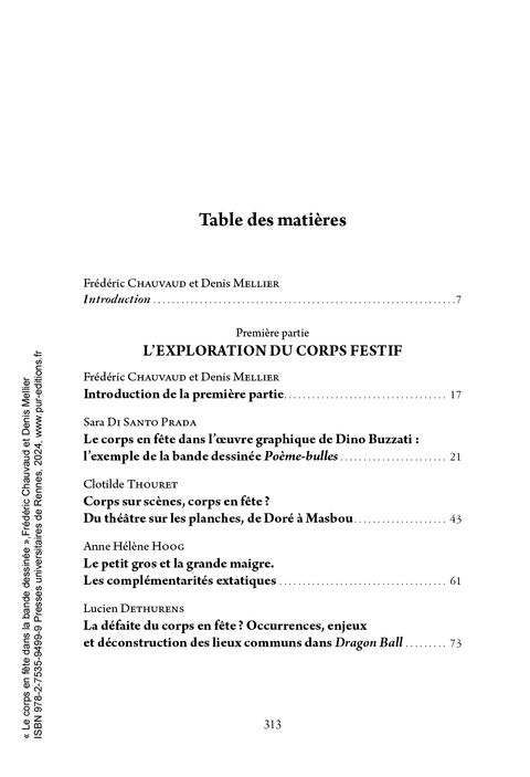 Aperçu de l'album Le corps en fête dans la bande dessinée