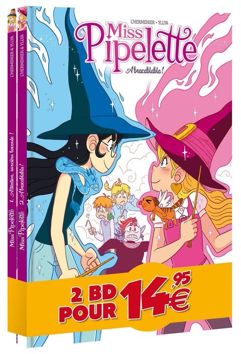 Couverture de l'album Ecrin en 2 volumes : Tome 1, Attention, sorcière bavarde ! ; Tome 2, Abracablabla !