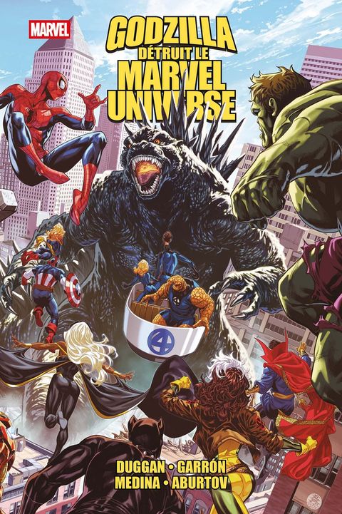 Couverture de l'album Godzilla destroys the Marvel Universe