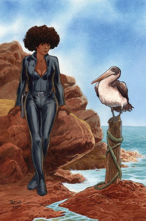 Olivier taduc - ex-libris A4 major jones et le pélican - signé