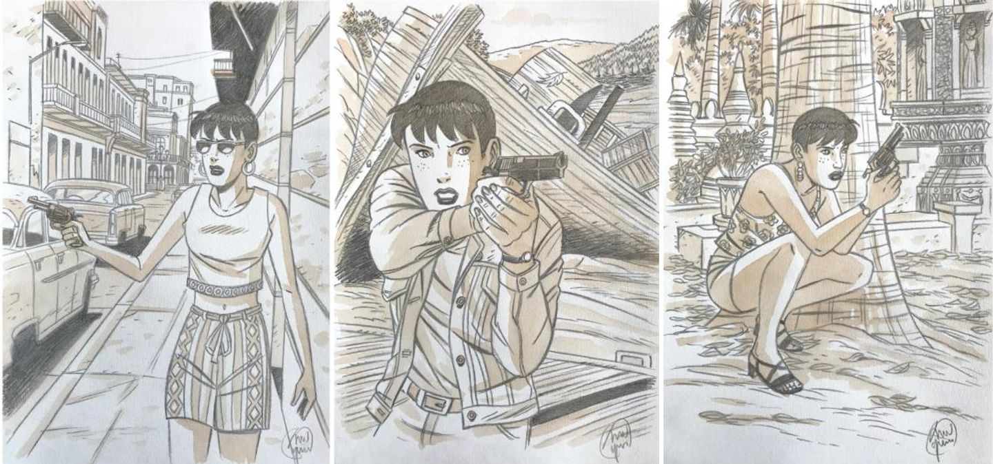 Set de 3 ex-libris Caroline Baldwin par André Taymans